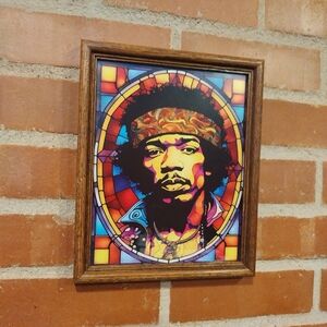 Jimi Hendrix Stained Glass Style Framed Art Print By Neon Nicho